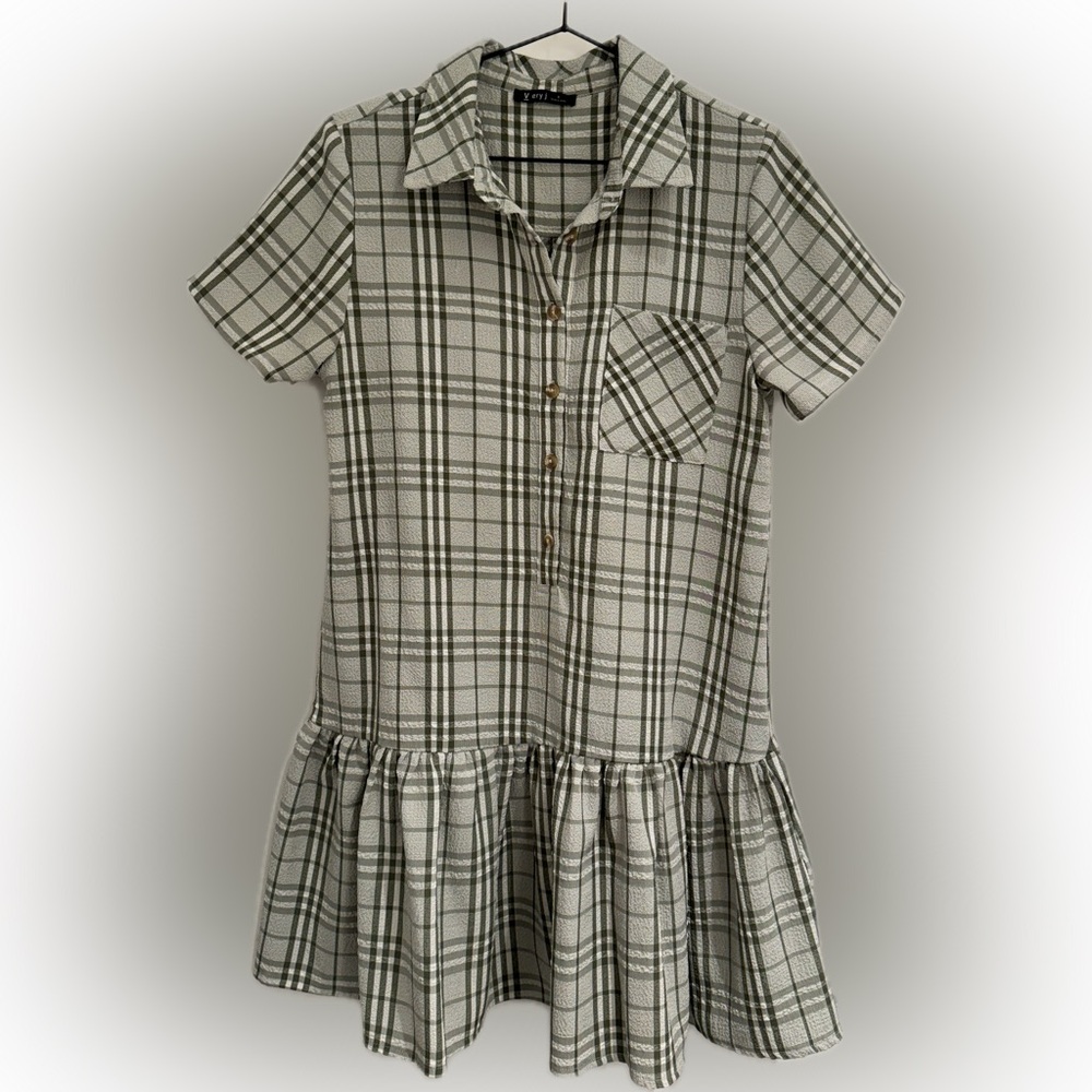Very Jane Plaid Peplum Dress